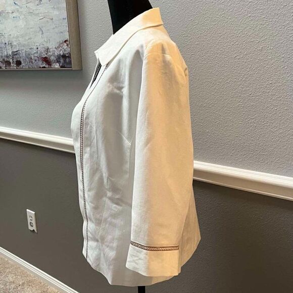 NWT Coldwater Creek Linen White Round Neck 3/4 Sleeve  Closure Jaket size M - Picture 4 of 12